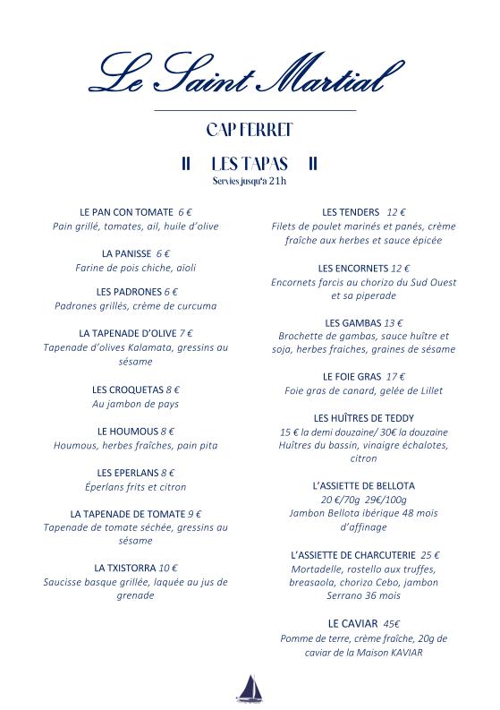 Le Saint Martial Cap Ferret - Menu Image 1